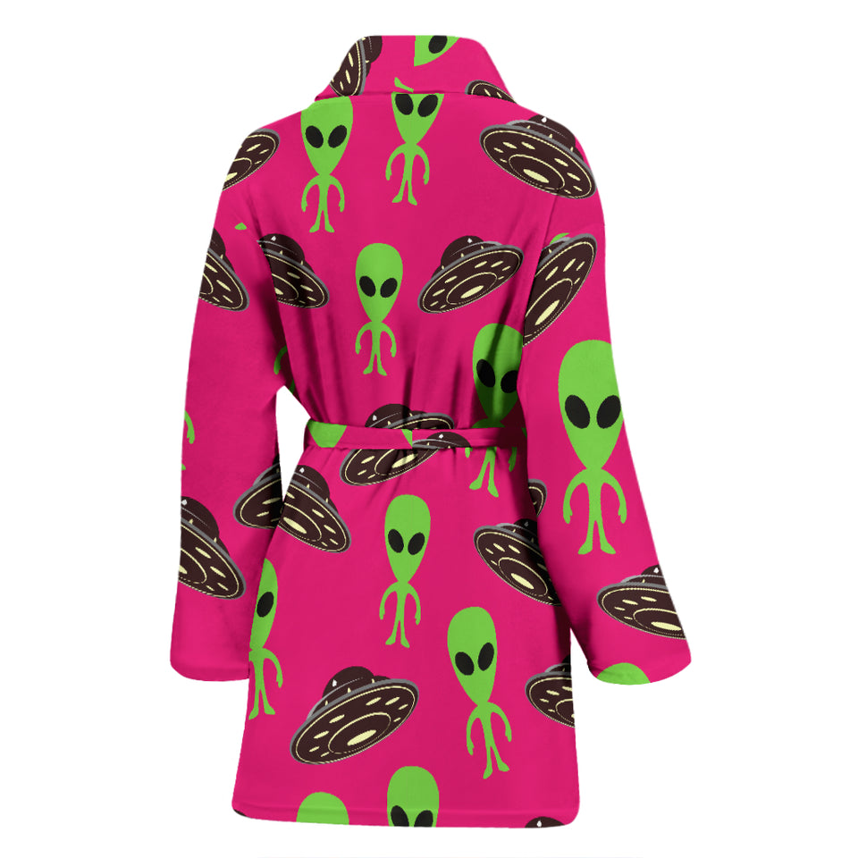 Alien Pattern Print Design 03 Women's Bathrobe