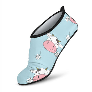 Cute Cow Flower Pattern Aqua Shoes