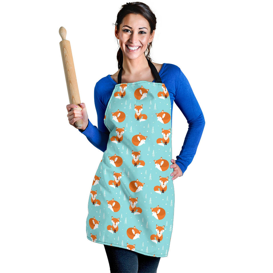 Fox Pattern Blue B Ackground Adjustable Apron