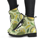 Durian Leaves Pattern Background Leather Boots