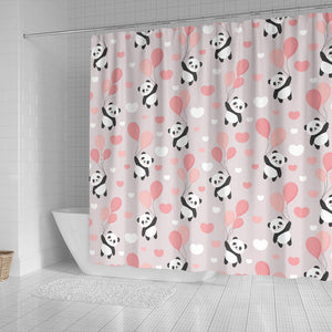 Cute Panda Ballon Heart Pattern Shower Curtain Fulfilled In US