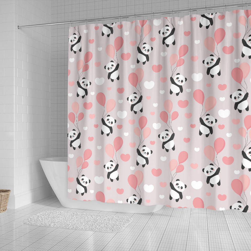 Cute Panda Ballon Heart Pattern Shower Curtain Fulfilled In US