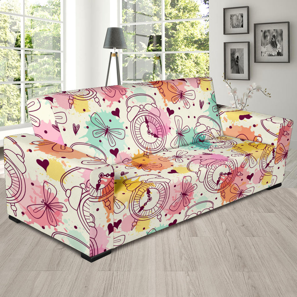 Clock Butterfly Pattern Sofa Slipcover