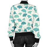 Green Ginkgo Leaves Pattern Women'S Bomber Jacket