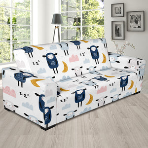 Cute Sleeping Sheep Moon Cloud Pattern Sofa Slipcover