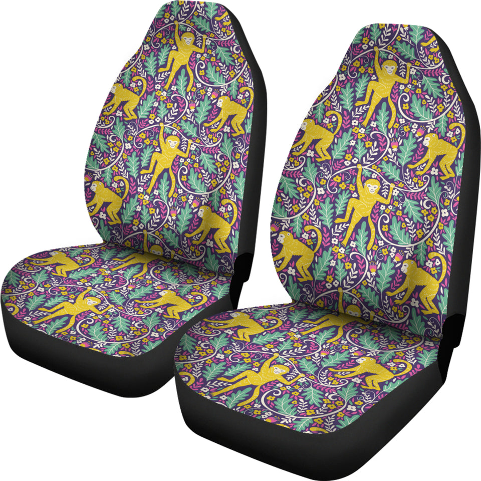 Cute Yellow Monkey Leaves Pattern Universal Fit Car Seat Covers