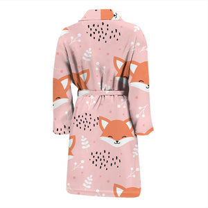 Cute Fox Pattern Pink Background Men'S Bathrobe