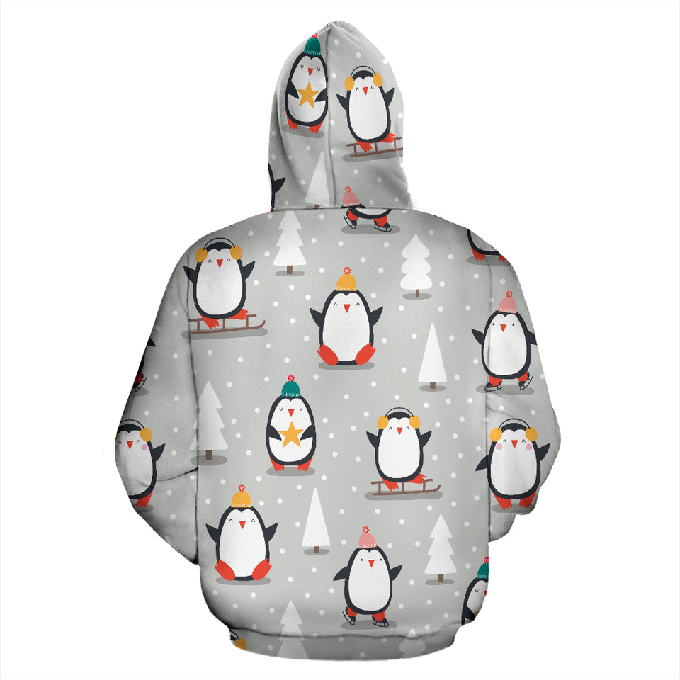 Cute Penguin Christmas Pattern Zip Up Hoodie