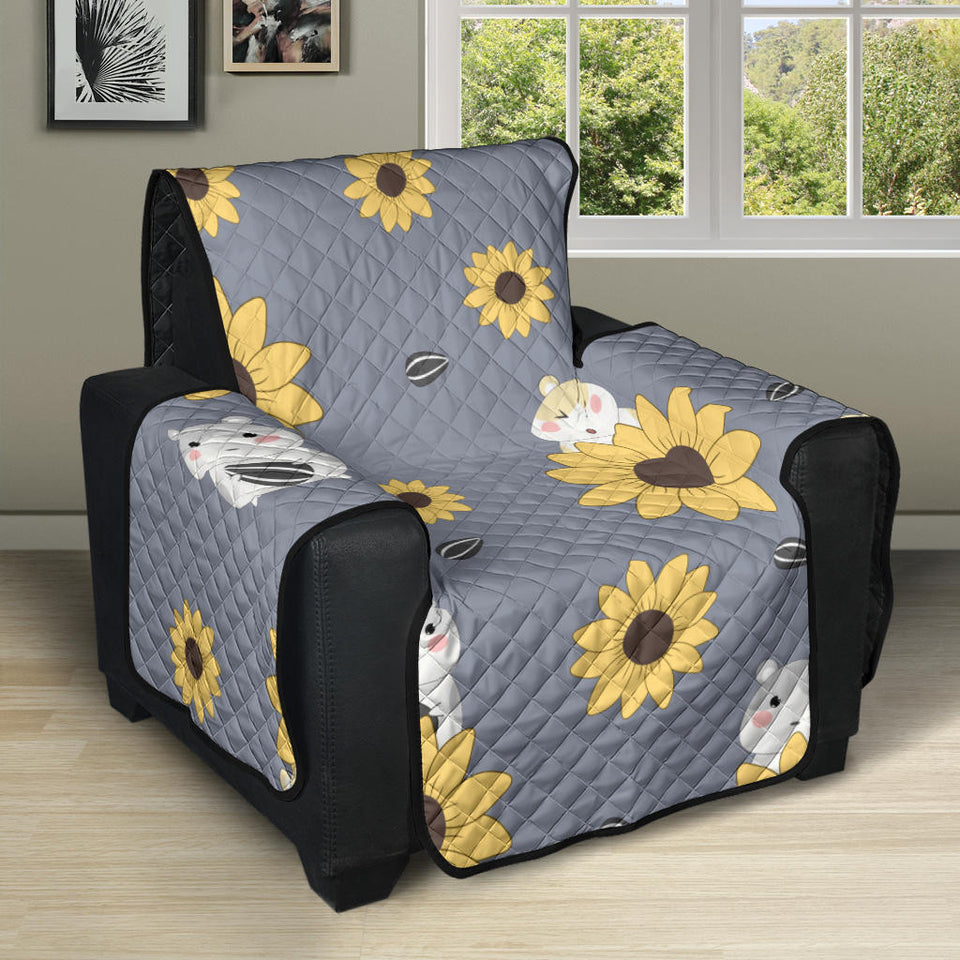 Cute hamster sunflower pattern background Recliner Cover Protector