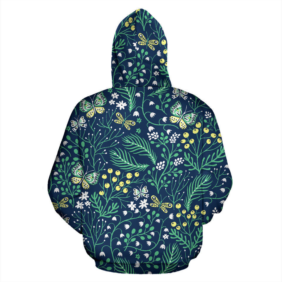 Butterfly Leaves Pattern Zip Up Hoodie