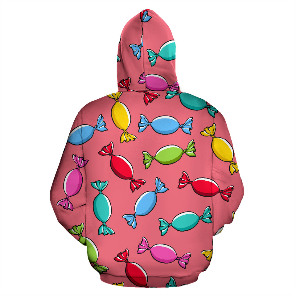 Colorful Wrapped Candy Pattern Zip Up Hoodie