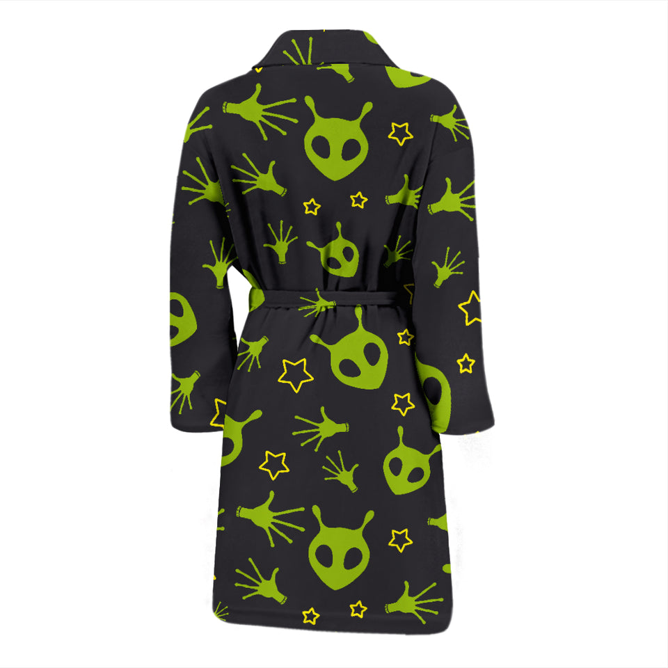 Alien Pattern Print Design 02 Men's Bathrobe