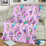 Cute Ice Cream Cone Animal Pattern Premium Blanket