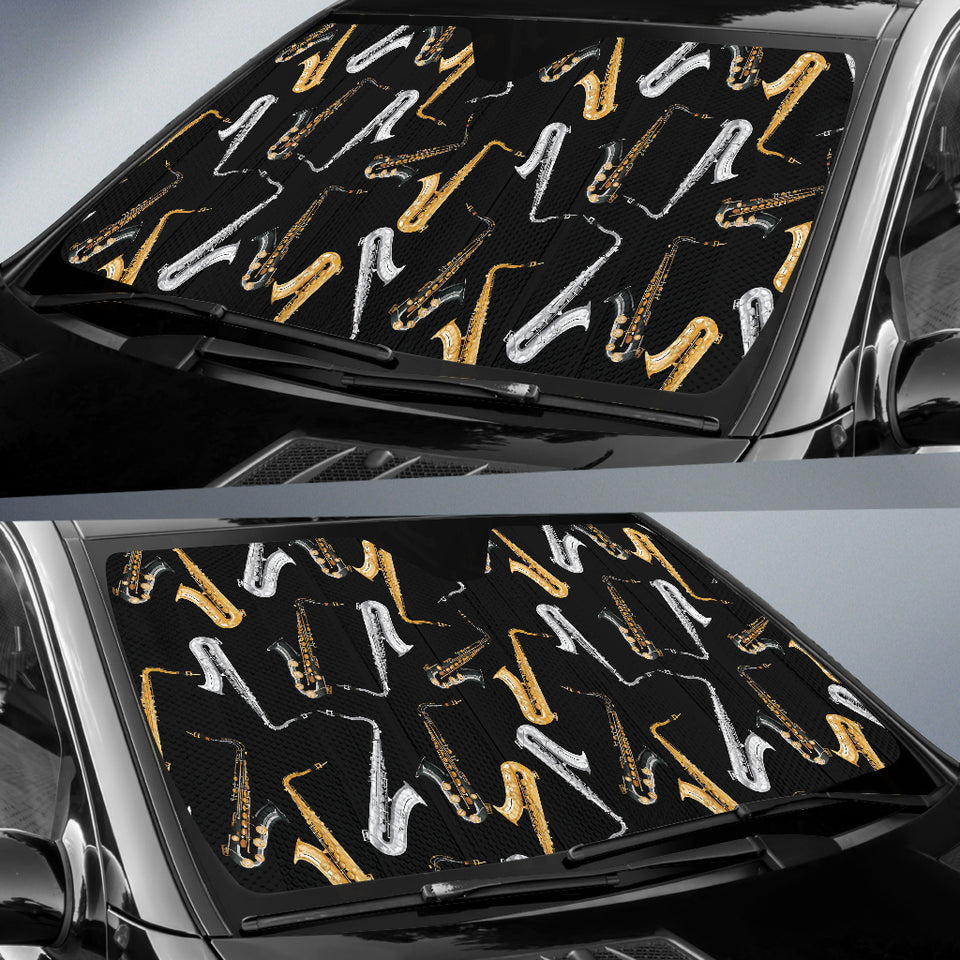 Saxophone Design Pattern Car Sun Shade