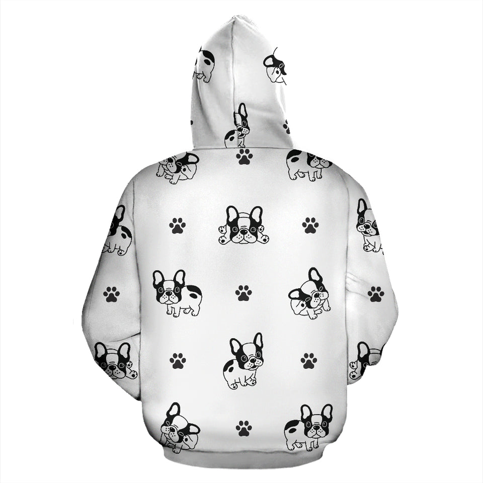 Cute French Bulldog Paw Pattern Zip Up Hoodie