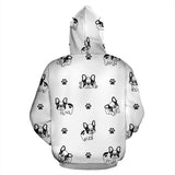 Cute French Bulldog Paw Pattern Zip Up Hoodie
