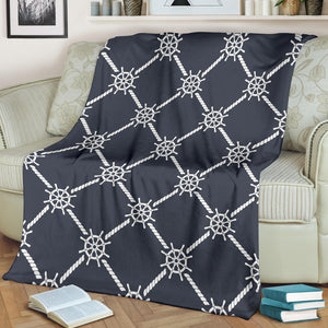 Nautical Steering Wheel Rope Pattern Premium Blanket