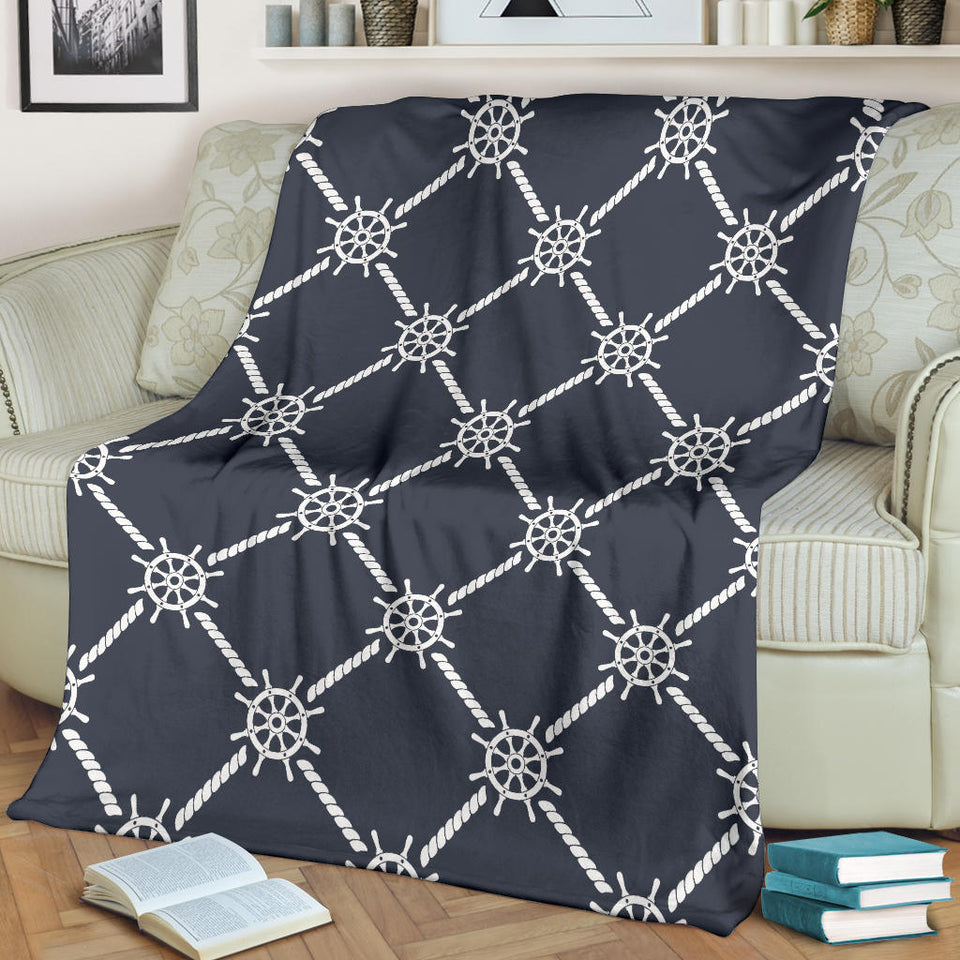 Nautical Steering Wheel Rope Pattern Premium Blanket