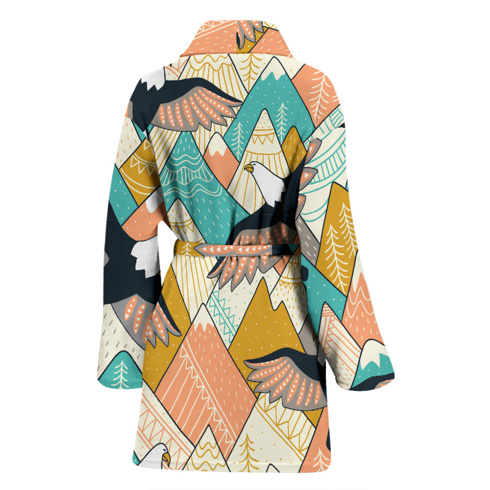 Eagle Pattern Print Design 02 Women's Bathrobe