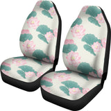 Pink Lotus Waterlily Leaves Pattern Universal Fit Car Seat Covers