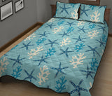 Blue starfish coral reef pattern Quilt Bed Set