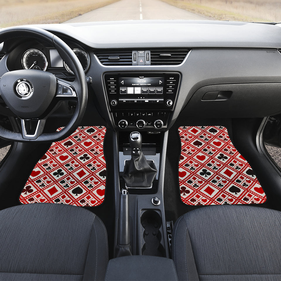 Casino Cards Suits Pattern Print Design 03 Front and Back Car Mats