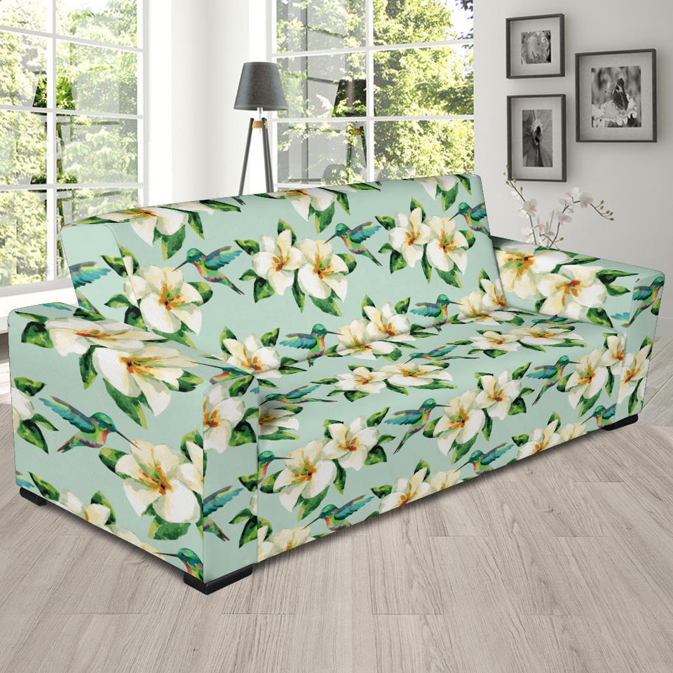 Hummingbird Pattern Print Design 01 Sofa Slipcover