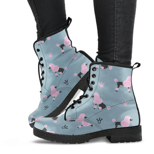 Poodle Dog Pattern Leather Boots