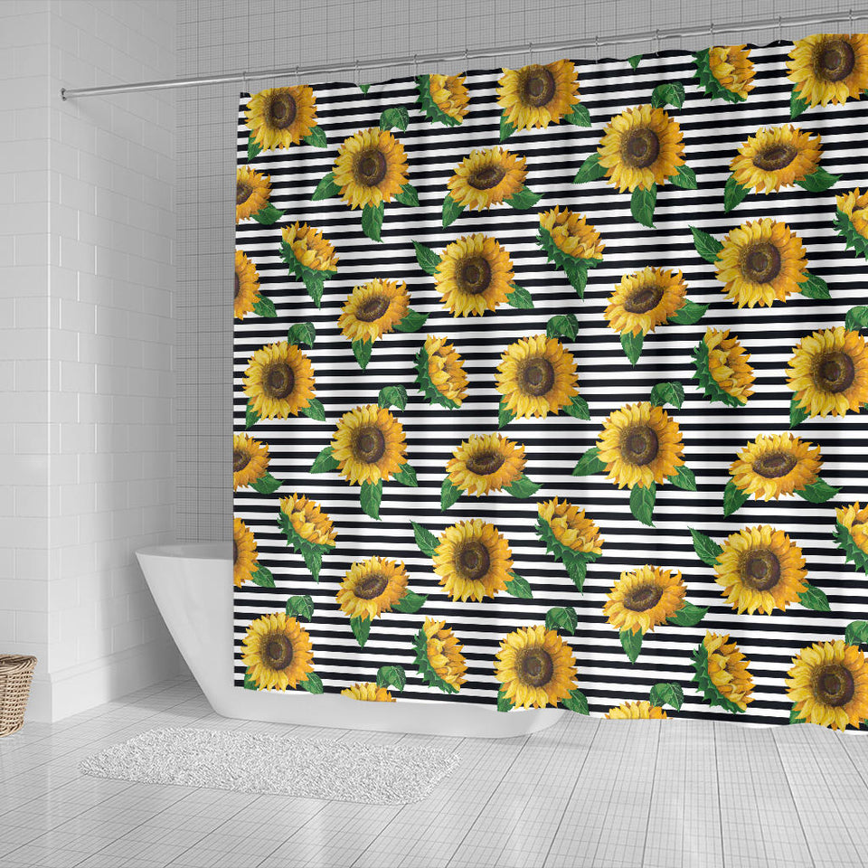 Sunflowers Ribbon Background Shower Curtain Fulfilled In US