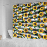 Sunflowers Ribbon Background Shower Curtain Fulfilled In US