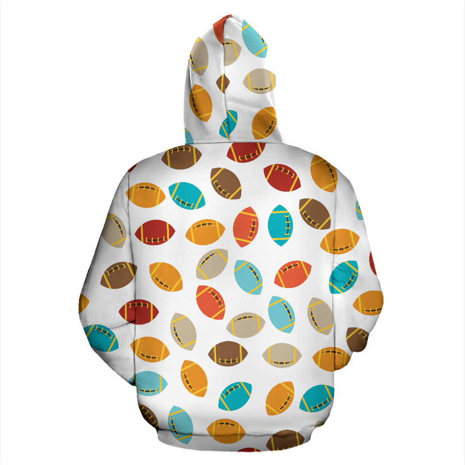 Colorful American Football Ball Pattern Zip Up Hoodie