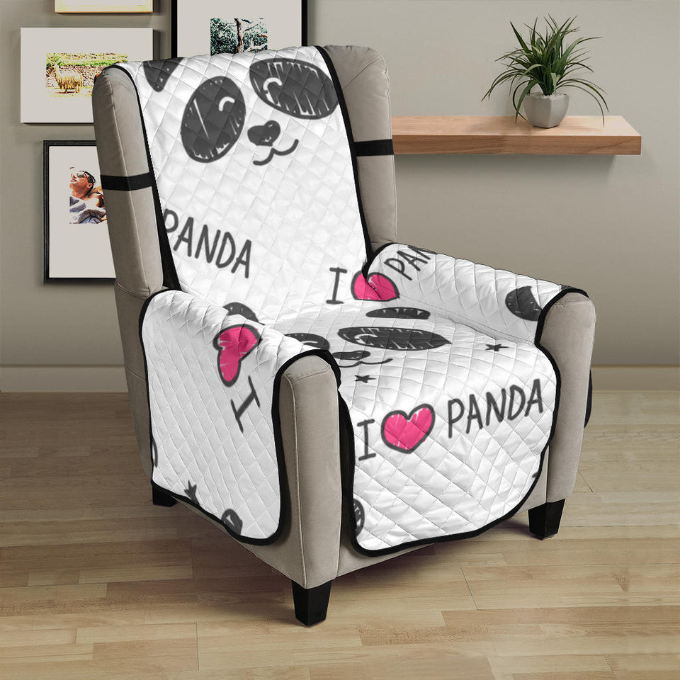 Hand Drawn faces of pandas pattern Chair Cover Protector