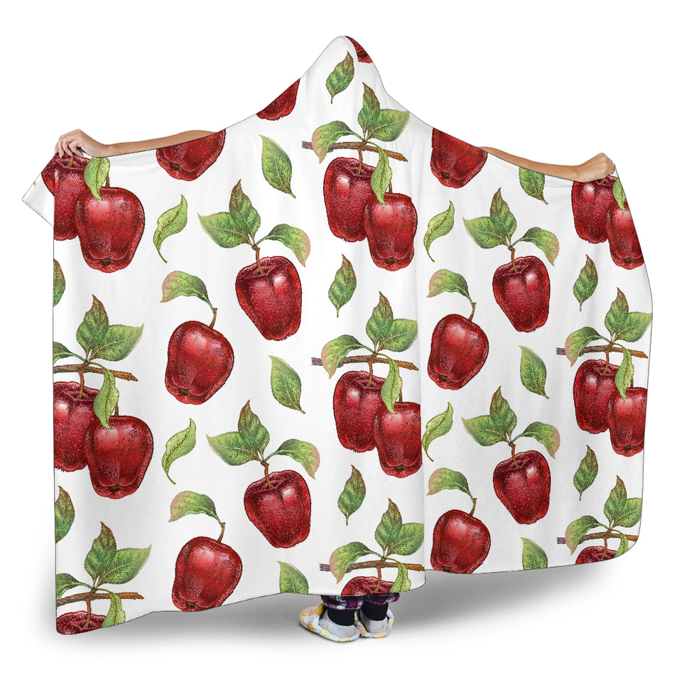 Red Apples Pattern Hooded Blanket