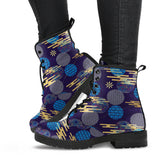 Blue Japanese Pattern Cloud Wave Flower Leather Boots