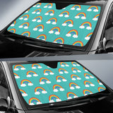 Rainbow Pattern Green Background Car Sun Shade
