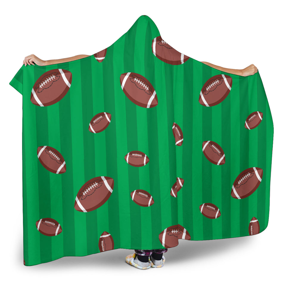 American Football Ball Field Background Hooded Blanket