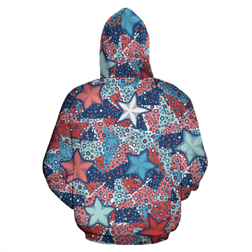 Hand Drawn Colorful Starfish Zip Up Hoodie