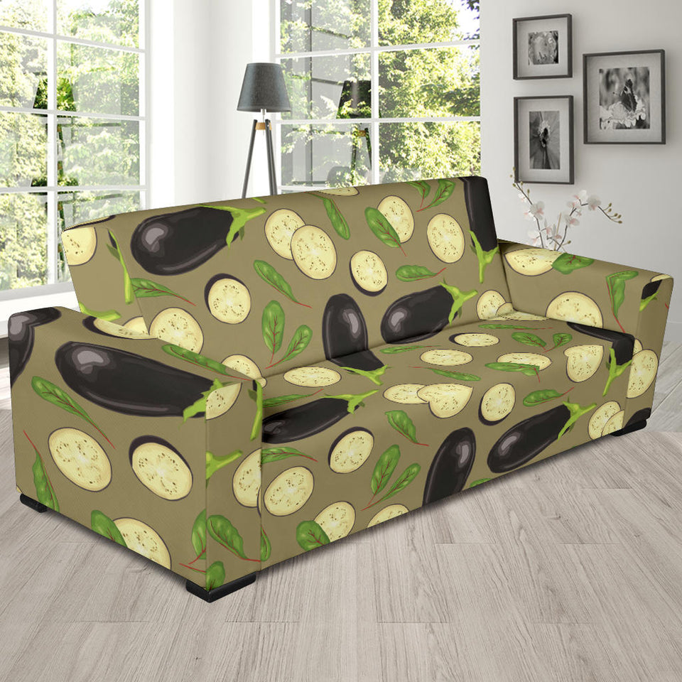 Eggplant Pattern Print Design 02 Sofa Slipcover