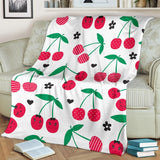 Cherry Pattern White Background Premium Blanket