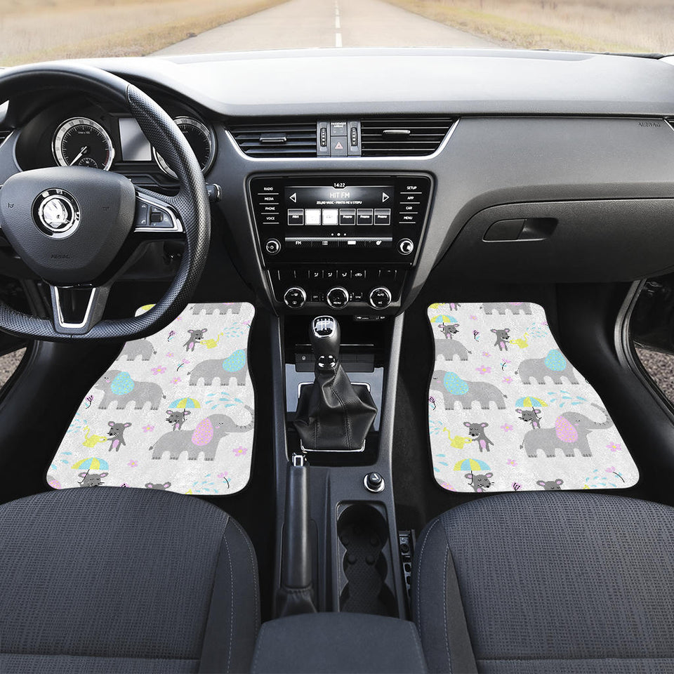 Cute Elephant Mouse Pattern Front And Back Car Mats