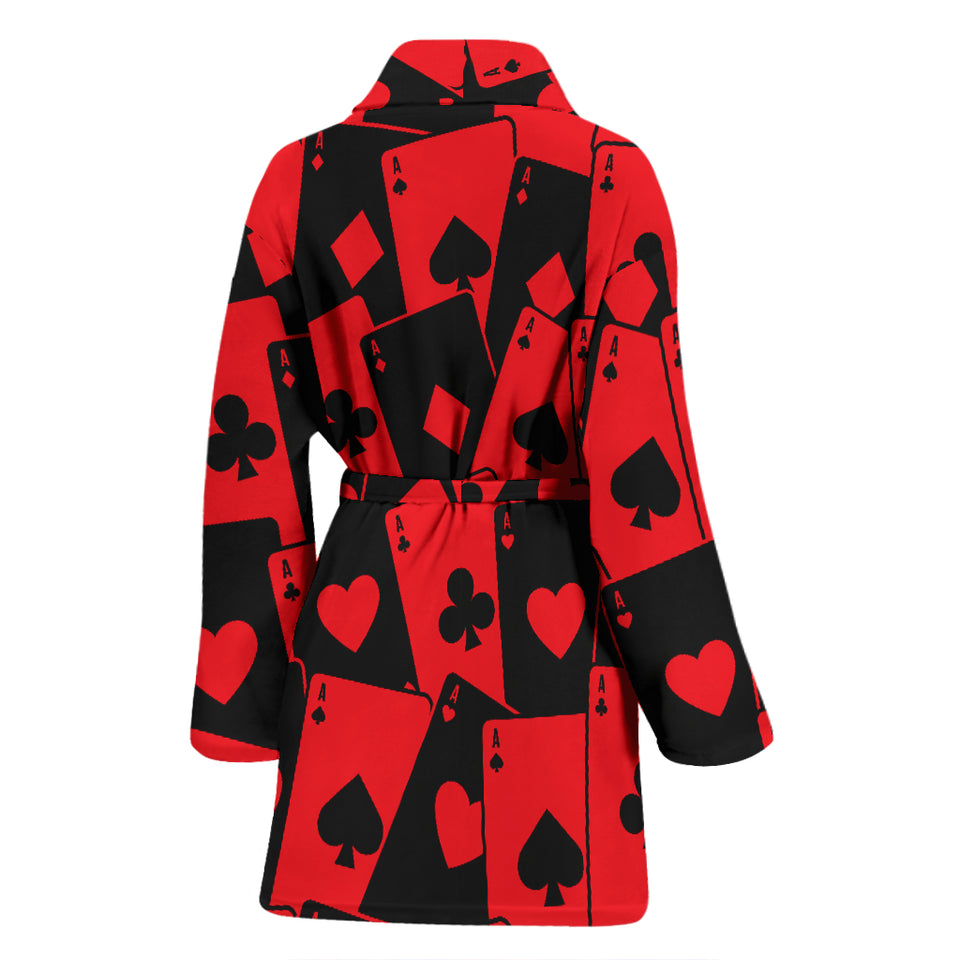 Casino Cards Suits Pattern Print Design 02 Women's Bathrobe