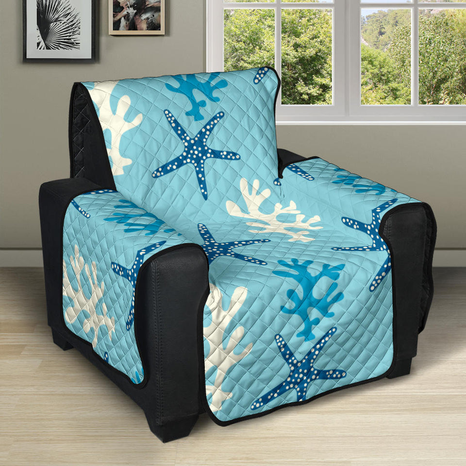 Blue starfish coral reef pattern Recliner Cover Protector