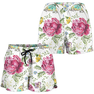 Hand Drawn Butterfly Rose Women Shorts
