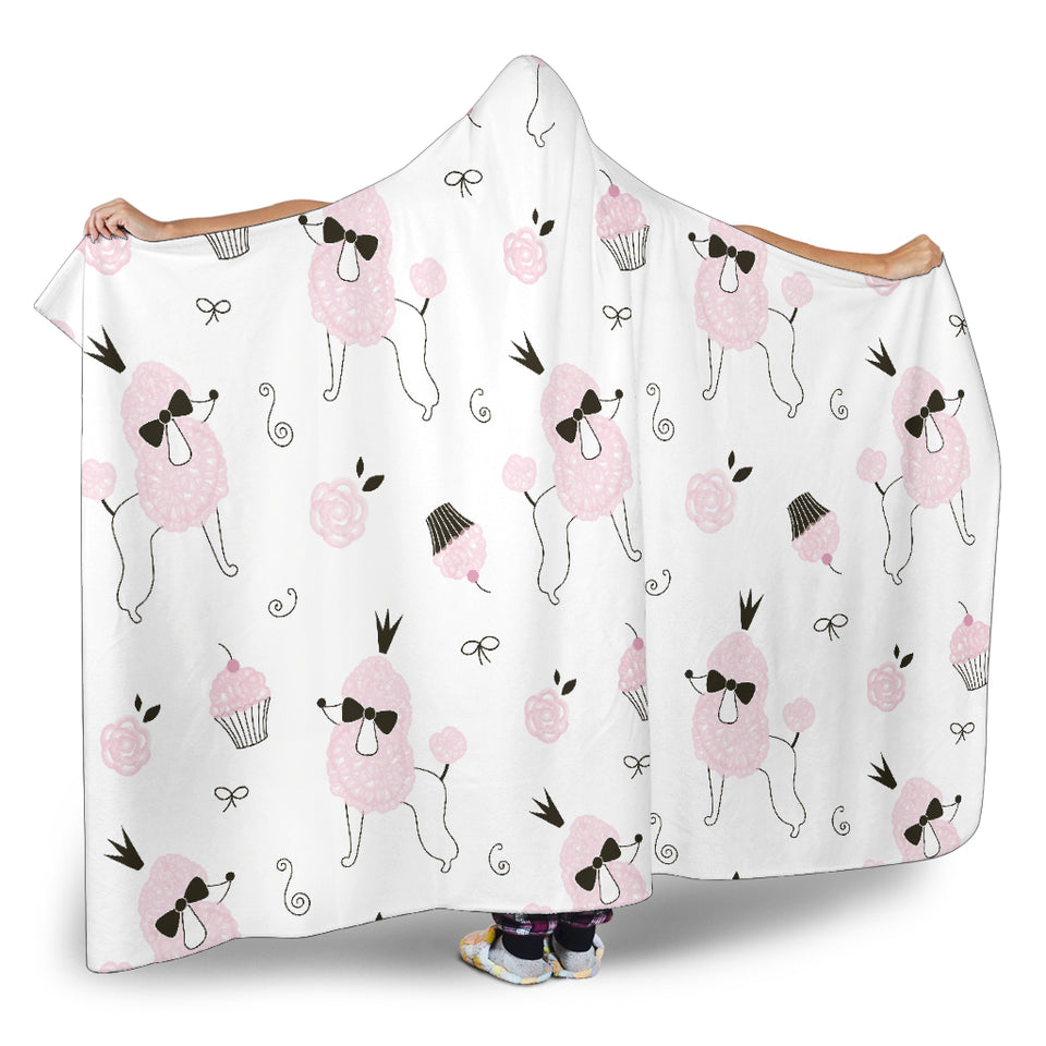 Poodle Dog Rose Cake Pattern Hooded Blanket