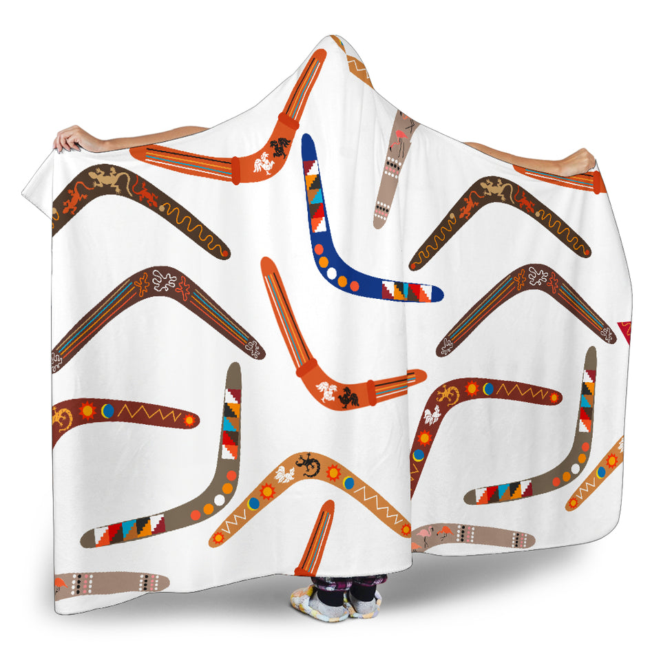 Boomerang Australian Aboriginal Ornament Pattern Hooded Blanket