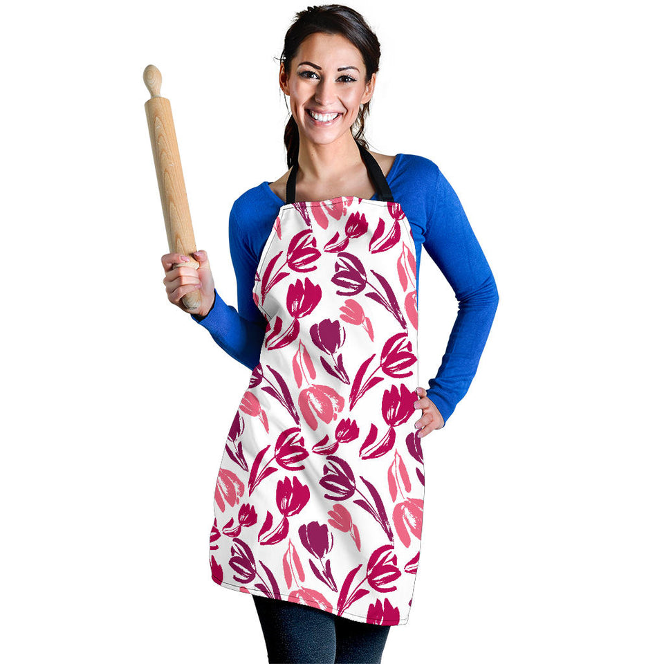 Pink Sketch Tulip Pattern Adjustable Apron