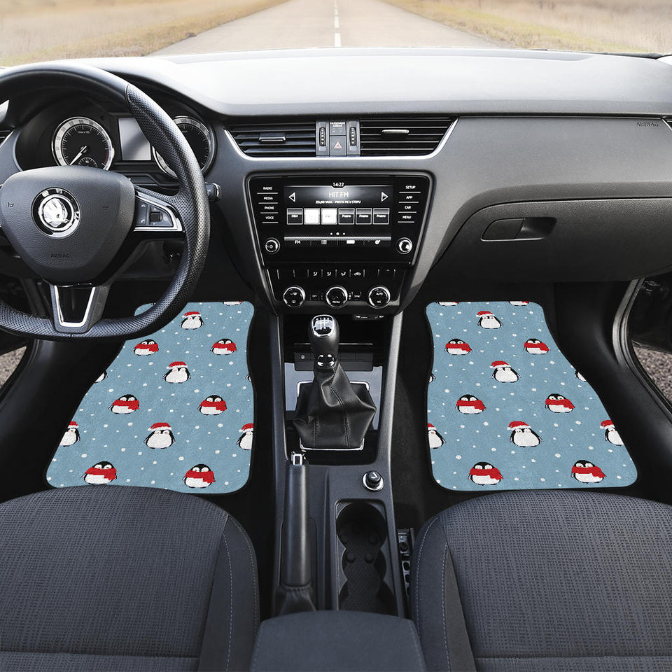 Cute Penguin Christmas Snow Pattern Front And Back Car Mats