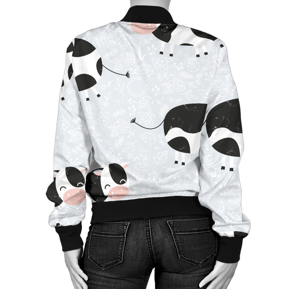 Cute Cows Pattern Women'S Bomber Jacket