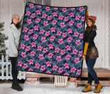 Hibiscus Pattern Print Design 05 Premium Quilt