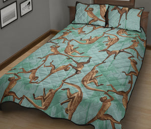 Monkey Palm tree background Quilt Bed Set